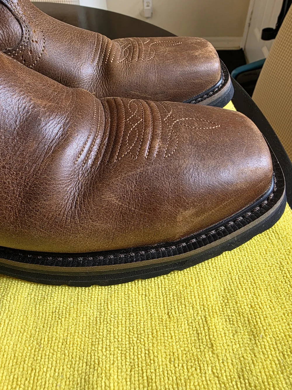 Justin Stampede Handler Comp Toe Cowboy Work Boots Mens Size 7D Brown Leather
